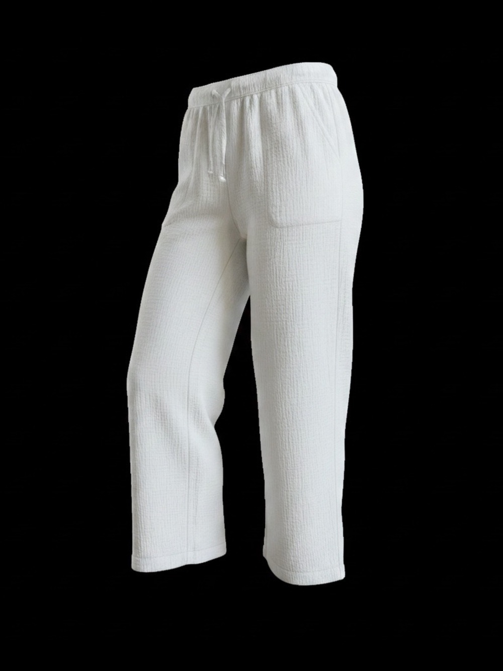 Splendid White Textured Pull-On Flare Cropped Pants